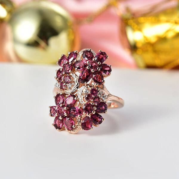 D'Joy Rhodolith Granat Ring 925 Silber 750 Roségold Vermeil (Größe 17.00) ca. 5,17 ct image number 1