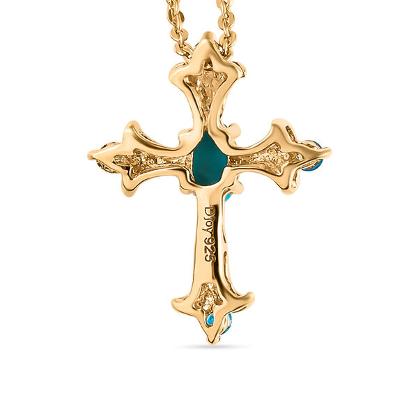 Amerikanischer, nat&uuml;rlicher Sleeping Beauty T&uuml;rkis und Neon Apatit-Anh&auml;nger mit Kette - 0,34 ct. image number 5