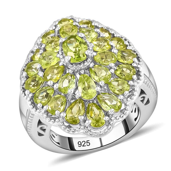 Nat&uuml;rlicher Peridot-Ring 925 Silber platiniert  ca. 5,93 ct image number 4