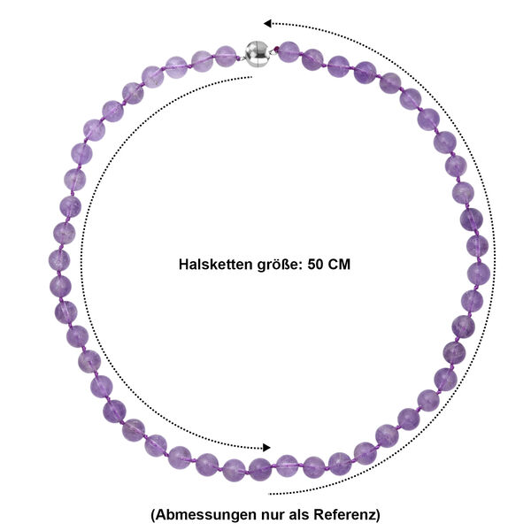 D'Joy AAA Rose De France Amethyst Halskette ca. 50 cm 925 Silber Rhodiniert ca. 300.00 ct image number 6