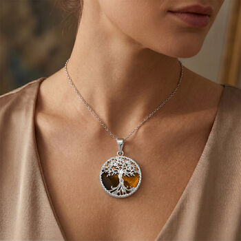 Gelber Tigerauge Anh&auml;nger mit 50cm Kette - 2 ct.