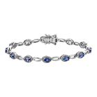 Tansanit Armband, ca. 18 cm, 925 Silber platiniert ca. 3.13 ct