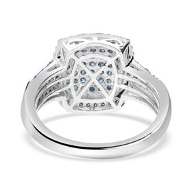 Blauer Diamant Ring 925 Silber platiniert (Größe 17.00) ca. 1.00 ct