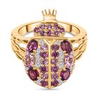 GP Trionfo Kollektion- Rhodolith Granat, Lotus Granat Ring 925 Silber 750 Gelbgold Vermeil (Größe 18.00) ca. 2.41 ct
