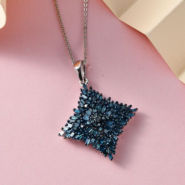 Blauer Diamant Anh&auml;nger mit 50cm Kette - 1 ct. image number 3