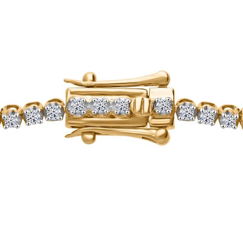 LUXURIANT DIAMOND- SGL zertifiziertes VS-EF Labor Diamant 19cm Armband, 925 Silber Gelbgold Vermeil - 1 ct. image number 6