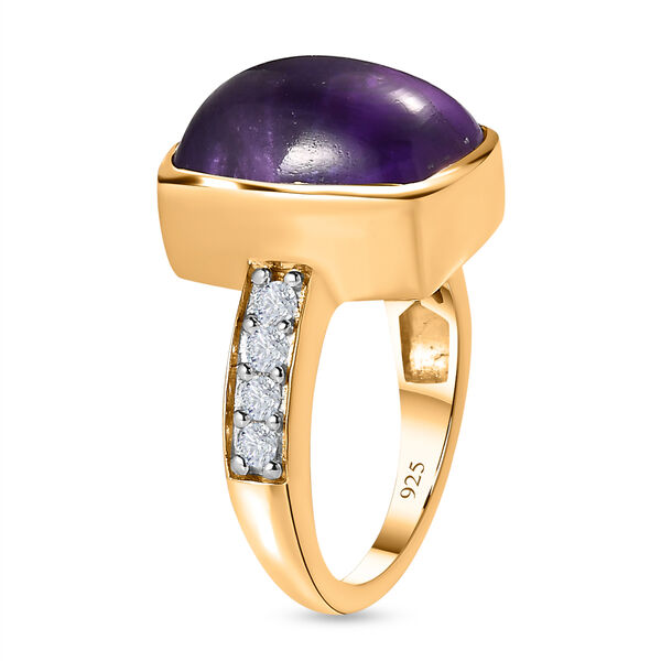 Afrikanischer Amethyst, weißer Zirkon Ring, 925 Silber vergoldet (Größe 20.00) ca. 7.97 ct image number 4
