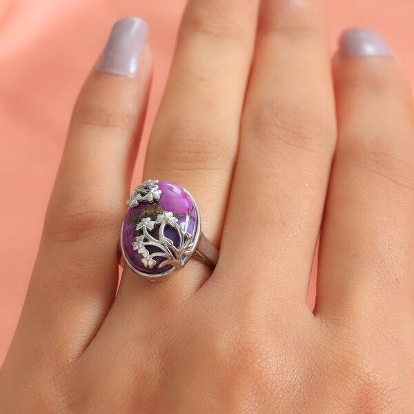 Lila Mojave T&uuml;rkis-Ring, Ionenbeschichtetes Messing  ca. 11,03 ct image number 3