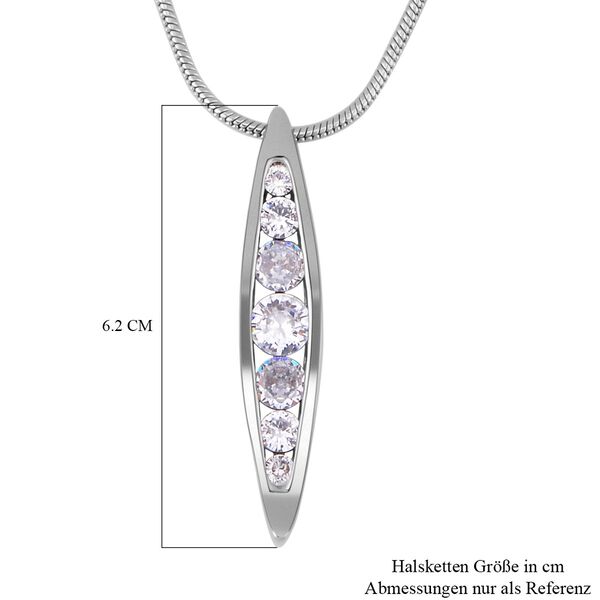 Weiße Zirkonia Halskette, ca. 70 cm, Silberfarben image number 5
