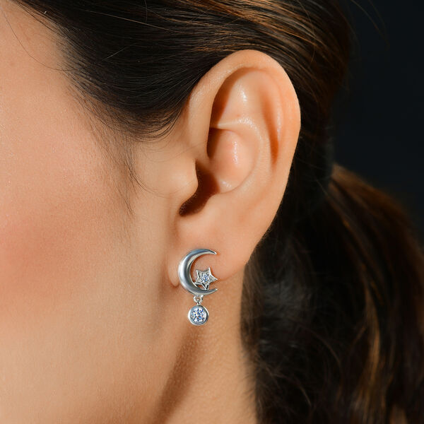 88 Facetten Moissanit Ohrringe 925 Silber platiniert ca. 0,41 ct image number 3