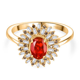 D'Joy AAAA Feueropal, Champagner und weißer Diamant Ring - 0,85 ct.