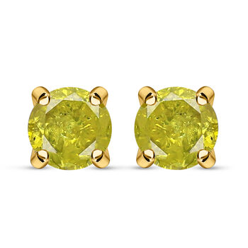Gelbe Diamant-Ohrringe, P1 SGL zertifiziert, 585 Wei&szlig;gold ca. 0,40 ct