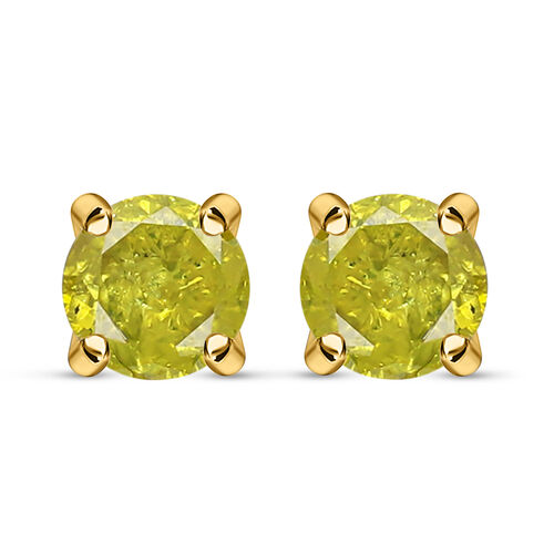 Gelbe Diamant P1 SGL zertifizierte Solitär-Ohrstecker in 585 Weißgold image number 0