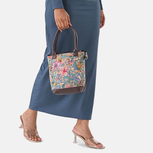 Crossbody Baumwolle, Blockprint, 25.4 x 23 cm, Hellblau image number 2