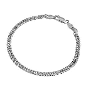 Doppeltes Panzer-Gliederarmband 19cm in rhodiniertem Silber
