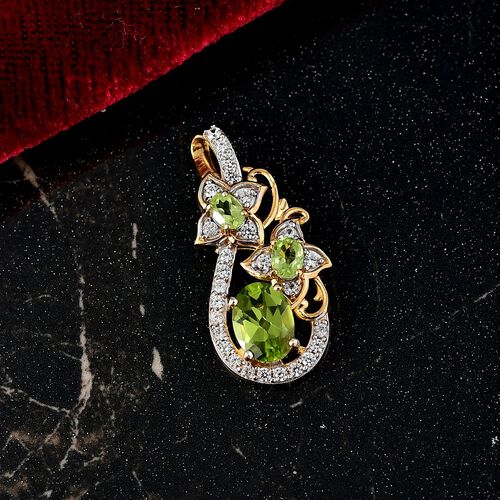 D'joy Natürlicher Peridot Anhänger 925 Silber 750 Gelb Vergoldet ca. 2.17 ct image number 1