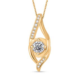 Moissanit Anhänger mit 45cm Kette , 925 Silber Gelbgold Vermeil - 0,70 ct.