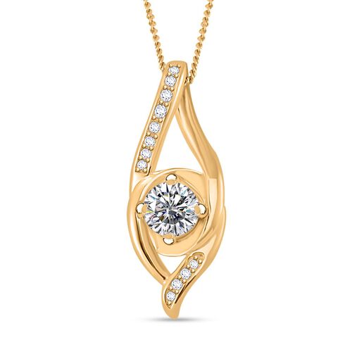 Moissanit Anhänger mit 45cm Kette , 925 Silber Gelbgold Vermeil - 0,70 ct. image number 0