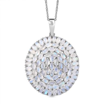 D'Joy Meetiyagoda Regenbogen Mondstein Schmuckset ca. 50 cm 925 Silber rhodiniert ca. 26.35 ct