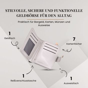 Gl&auml;nzende Geldb&ouml;rse aus PU-Leder mit RFID-Schutz, 12&times;9,5cm, Hellgrau