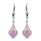 Fissure gefüllt Rosa Saphir und Zirkon Ohrringe 925 Silber platiniert ca. 1,25 ct