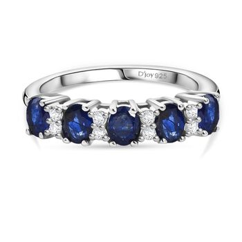 D'Joy Masoala Saphir (Fissure gef&uuml;llt), Wei&szlig;er Zirkon Ring 925 Silber rhodiniert (Gr&ouml;&szlig;e 17.00) ca. 1,58 ct