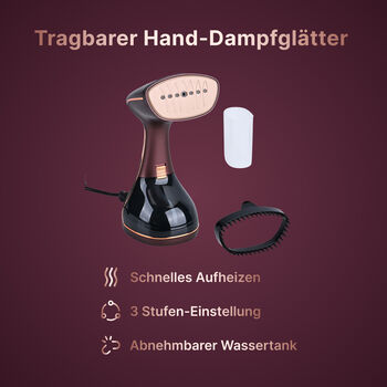 LIVMORE Handdampfgl&auml;tter mit Keramiksohle, 1780W, 32x14x12cm, Kaffeefarbe