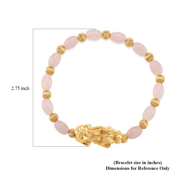 Rosenquarz Pixiu Armband, flexibel (ca. 18 - 19 cm), gelb vergoldet ca. 35.00 ct image number 6