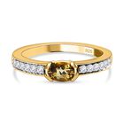 AA Natürlicher goldener Tansanit, weißer Zirkon Ring, 925 Silber Gelbgold Vermeil (Größe 19.00) ca. 0.68 ct