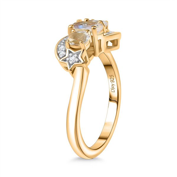 D joy AAA Premium Malagasy Mondstein Startdust Ring, 925 Silber 750 Gelbgold Vermeil (Gr&ouml;&szlig;e 16.00) ca. 0.81 ct image number 5