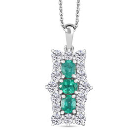 AAA Smaragd und Moissanit Anhänger mit 50cm Kette - 2,47 ct.