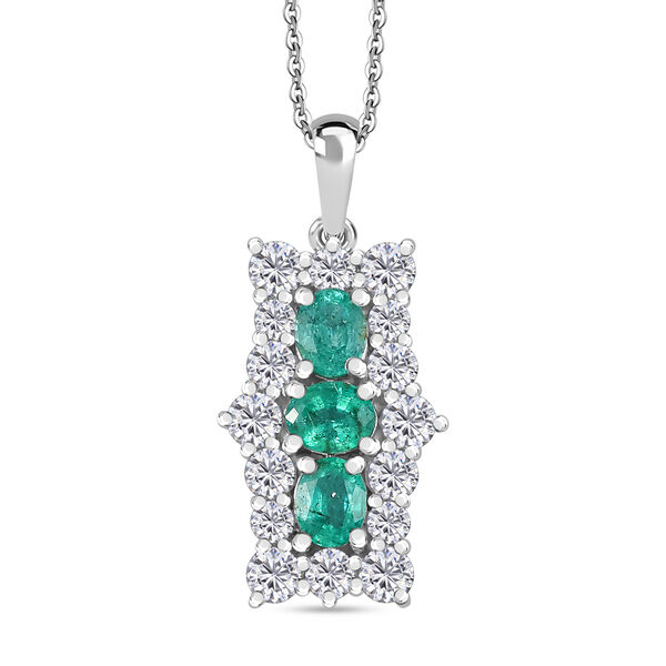 AAA Smaragd und Moissanit Anhänger mit 50cm Kette - 2,47 ct. image number 0