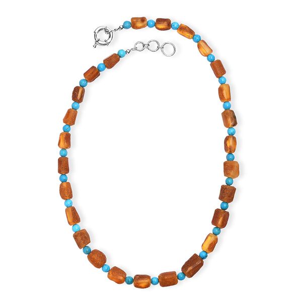 Bernstein, Magnesit Halskette ca. 50 cm Nickelfreies Messing platiniert (7-8 Werktage Lieferzeit) image number 3