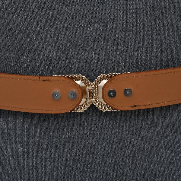 Modischer G&uuml;rtel mit Metallschnalle, gewebt, Kamel image number 5