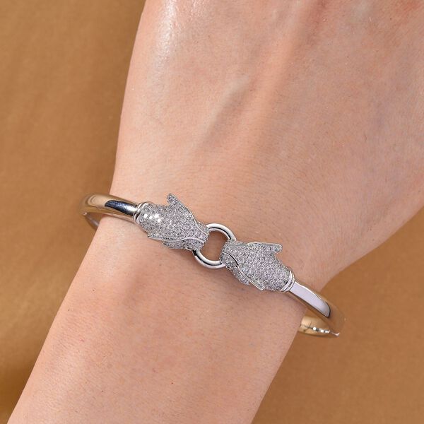 Gr&uuml;ner und wei&szlig;er Zirkonia 19cm Armreif in Silberton image number 2