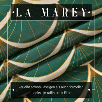 LA MAREY: Premium Selection - 100% Maulbeerenseiden-Halstuch mit P&auml;onien Druck, 35x150 cm, gr&uuml;n