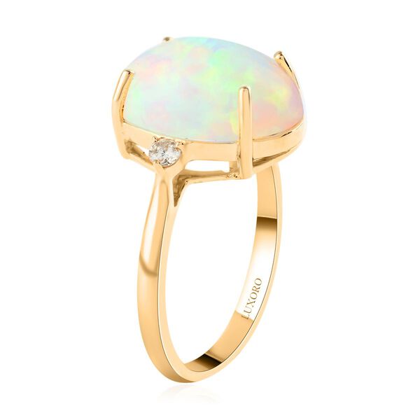 LUXORO AAA Natürlicher. äthiopischer Welo Opal und Diamant Ring in 585 Gold - 3,60 ct. image number 3