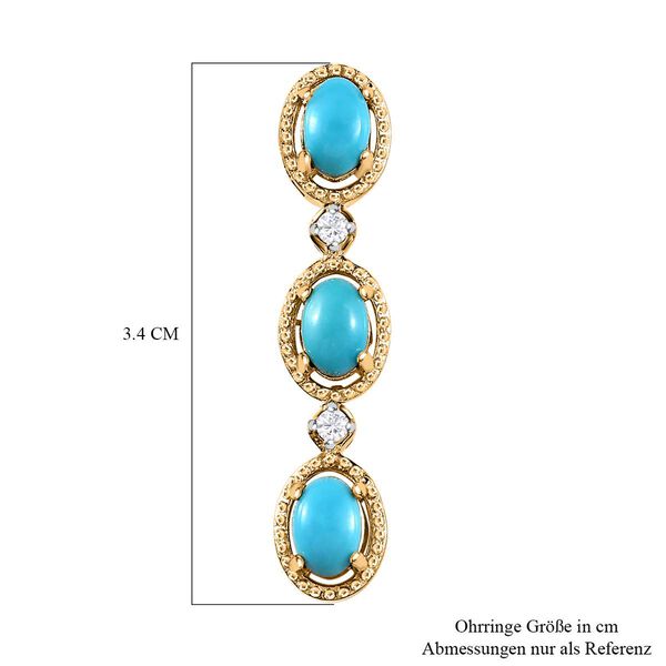 Amerikanischer, nat&uuml;rlicher Sleeping Beauty T&uuml;rkis Ohrringe, ca. 2.94 ct image number 5