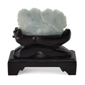 Jadeit (Typ A) Kiefer aus Burma, naturbelassene Schnitzarbeit, ca. 12-18 cm