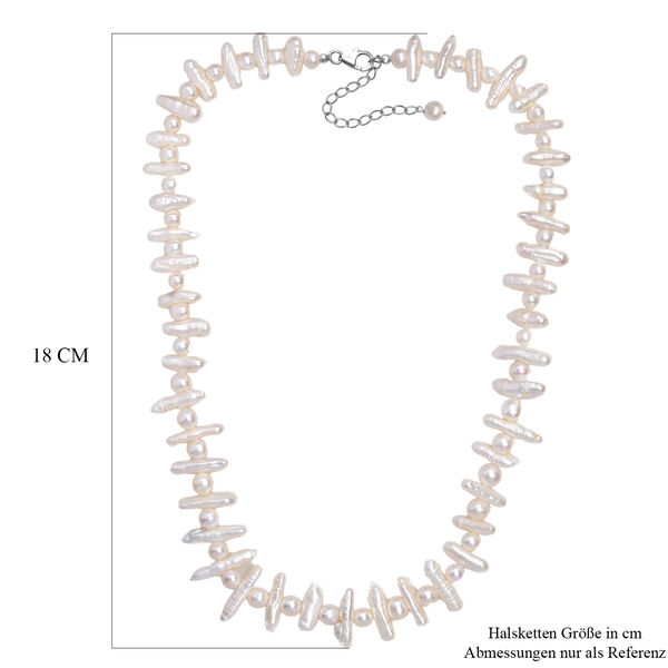 Wei&szlig;e S&uuml;&szlig;wasser Perle Halskette ca. 45 cm+ 5 cm Extender, 925 Silber rhodiniert image number 5
