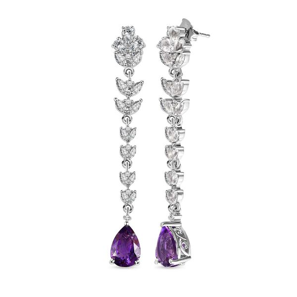 Marokkanische Amethyst und wei&szlig;e Topas-Ohrringe, 925 Silber platiniert ca. 6,80 ct image number 4