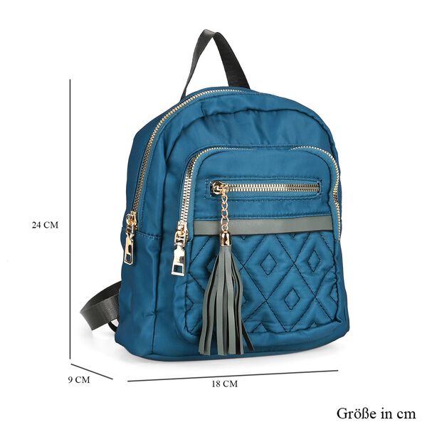 Moderner Kunstleder Rucksack in Steppoptik mit RFID-Schutz, Blau image number 5