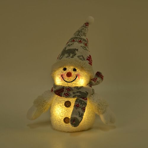 Schneemann mit LED lichter, 25 cm, 3AAA (nicht inkl.), Weiß image number 0