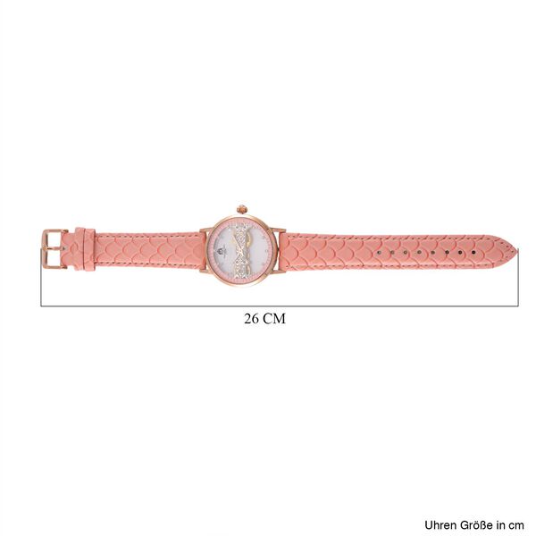 William Hunt Automatik-Uhr, Hohles Zifferblatt mit wei&szlig;en Kristallen, rosa Lederarmband, 5ATM wasserdicht image number 7