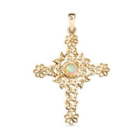 D'Joy AA Natürlicher, äthiopischer Welo Opal Anhänger 925 Silber 750 Gelb Vergoldet ca. 0.33 ct