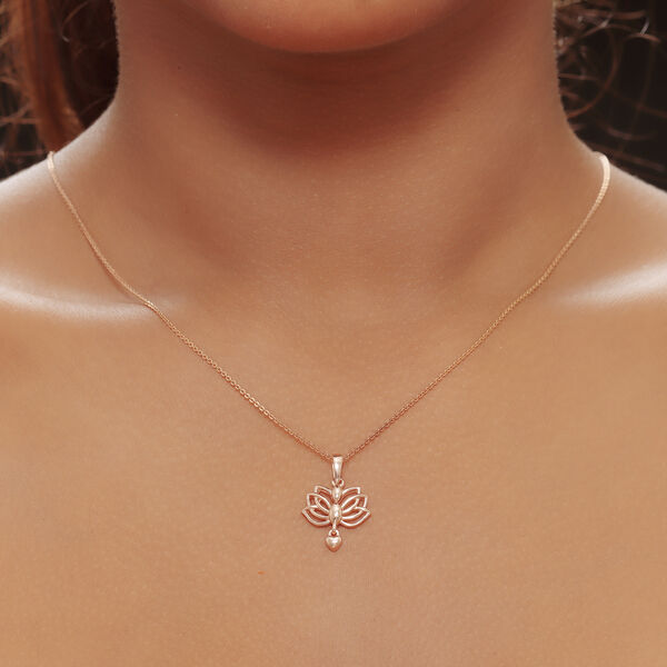 Lotusblume Yoga Herz Anh&auml;nger 925 Silber Ros&eacute;gold image number 3