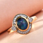 Boulder Opal Triplett und Zirkon Halo Ring in Silber image number 1