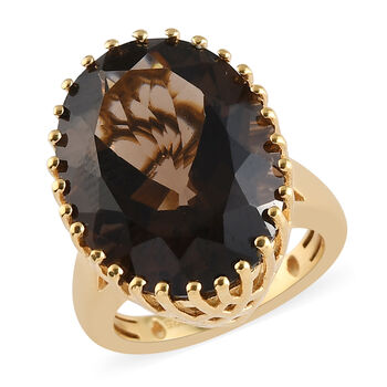 Rauchquarz-Ring, 925 Silber vergoldet  ca. 16,22 ct
