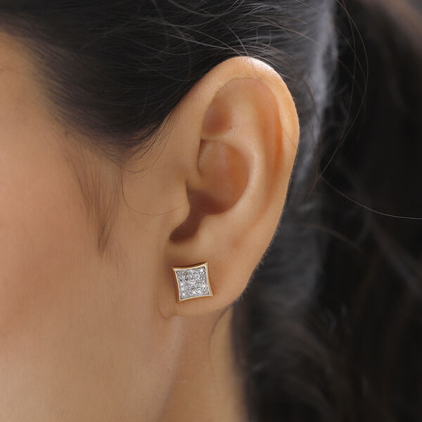 Diamant Cluster-Ohrstecker in Silber image number 3