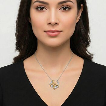 Moissanit Halskette ca. 50 cm 925 Silber Rhodiniert und 750 Gelbgold Vermeil ca. 0,49 ct.